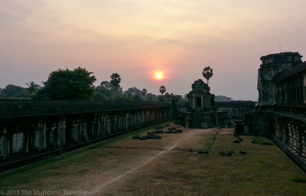 The Mundane Traveller watching the sunset in Ankor Wat, Siem Riep, Cambodia